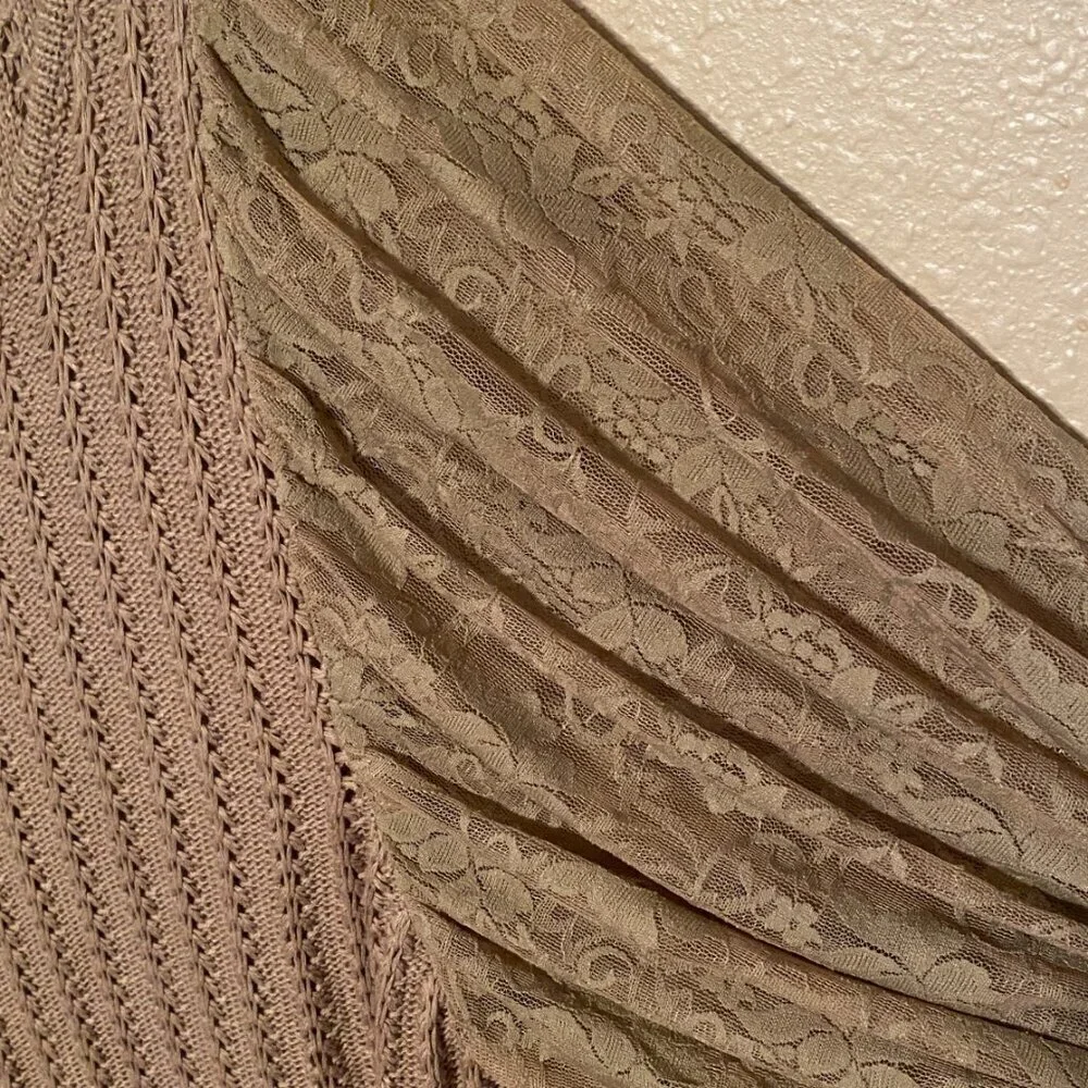 Denim 24/7 Women's Brown Lace Sleeves Knit Sweater Size M - Picture 5 of 7